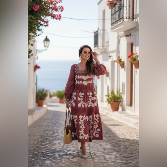 NWT Sézane Adénora Dress in Ecru Green Embroidery FR 38 / US 6 - Picture 15 of 16